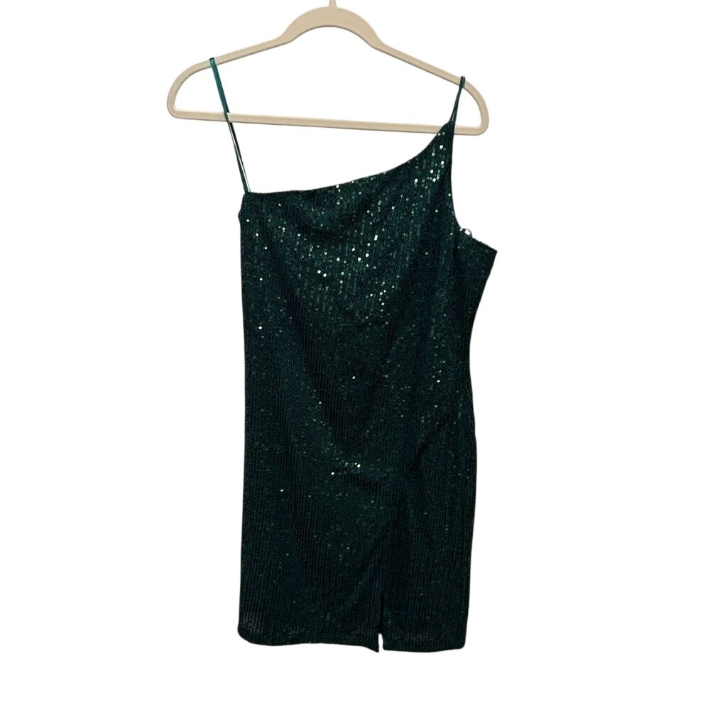 Crystal Sky Emerald Green Sequin Mini Dress NWT Women's Large‎